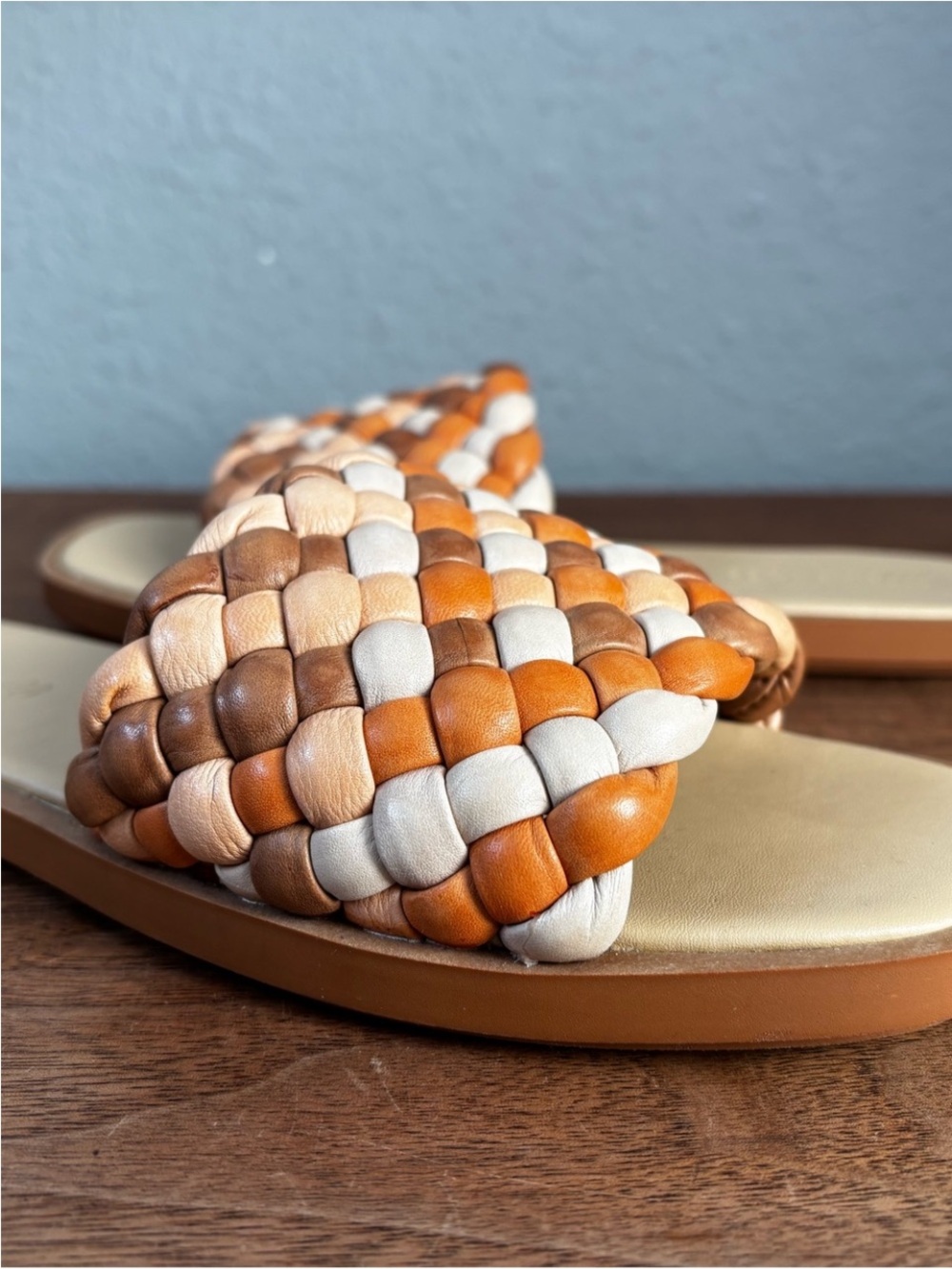 Madewell Suzi Slide Sandals - Tan/White/Mocha Women 7 - Picture 5 of 12